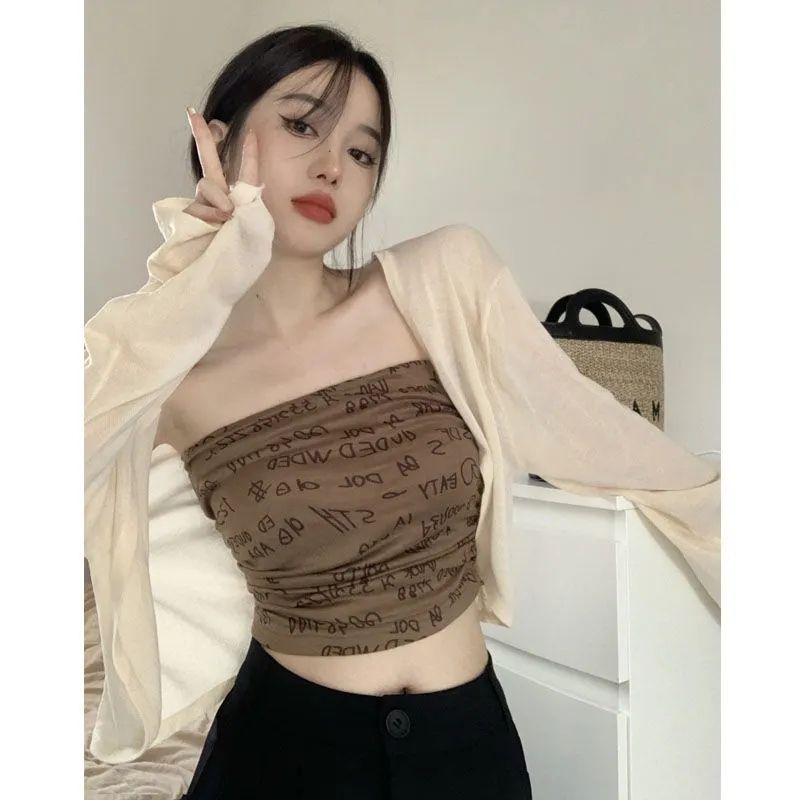 [F &amp; X] Áo Ống In Chữ Nhỏ Nhắn Cá Tính Quyến Rũ Thời Trang Mùa Hè Cho Nữ