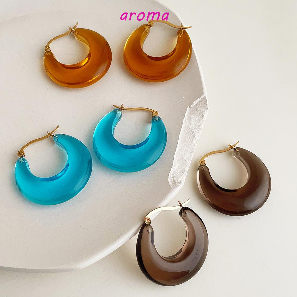 Bông Tai Dạng Vòng Bằng Resin Và Hợp Kim Thời Trang Cho Nữ