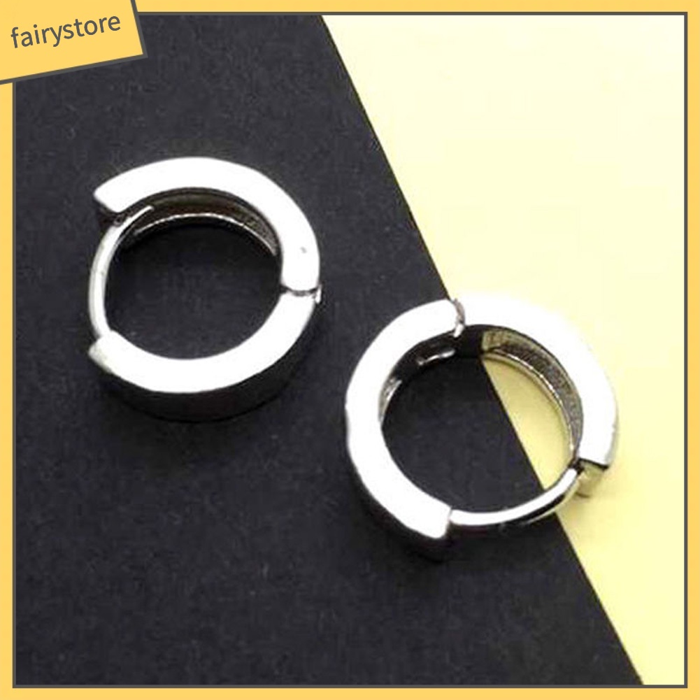 Bông Tai Mạ Bạc Dạng Vòng Tròn Thời Trang Dành Cho Nam Và Nữ