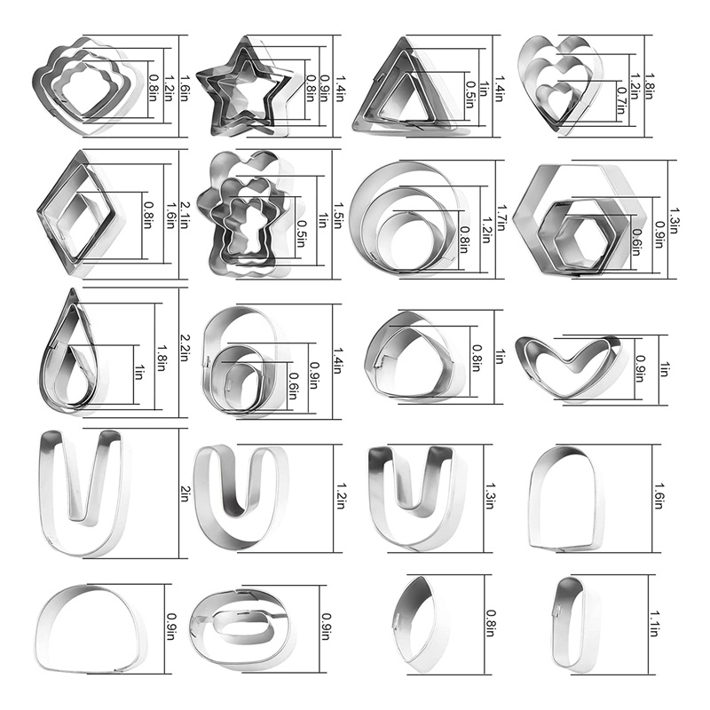 Bộ 42 Dụng Cụ Cắt Đất Sét Bằng Thép Không Gỉ Polymer Và 40 Khuôn Cắt Hình Tròn