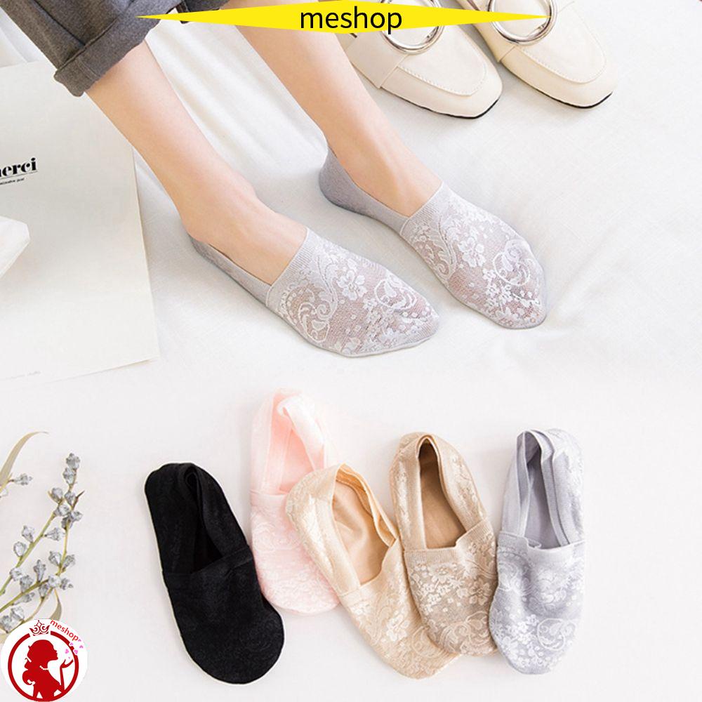 Vớ Ren Hoa Rỗng Cổ Thấp Dễ Thương Chống Trượt