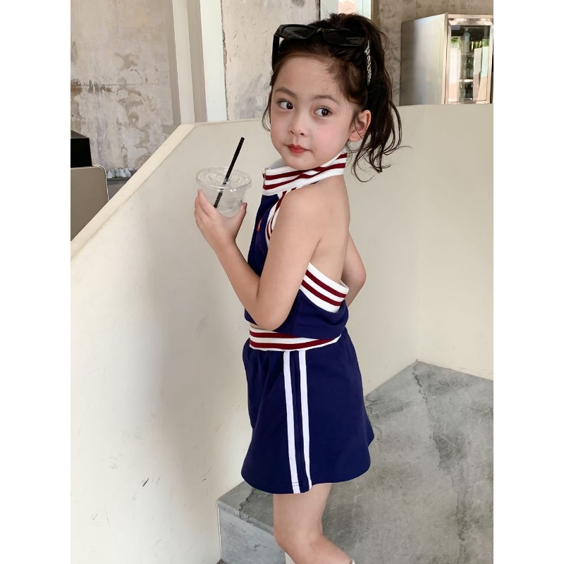 Bộ Áo Cotton Dệt Kim + Chân Váy Ngắn Phong Cách Cilantro Thời Trang Mùa Hè Cho Bé Gái