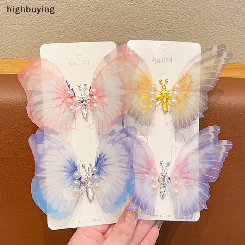 Kẹp Tóc Hình Cánh Bướm Đính Ngọc Trai Xinh Xắn Cho Bé Gái