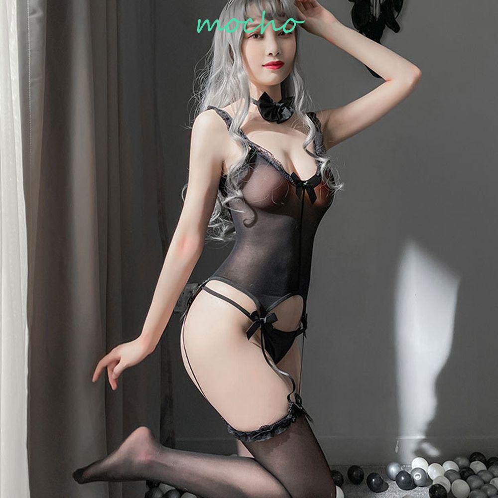 Bộ Đồ Lót Liền Thân Phối Ren Xuyên Thấu Đính Nơ Gợi Cảm Cho Nữ