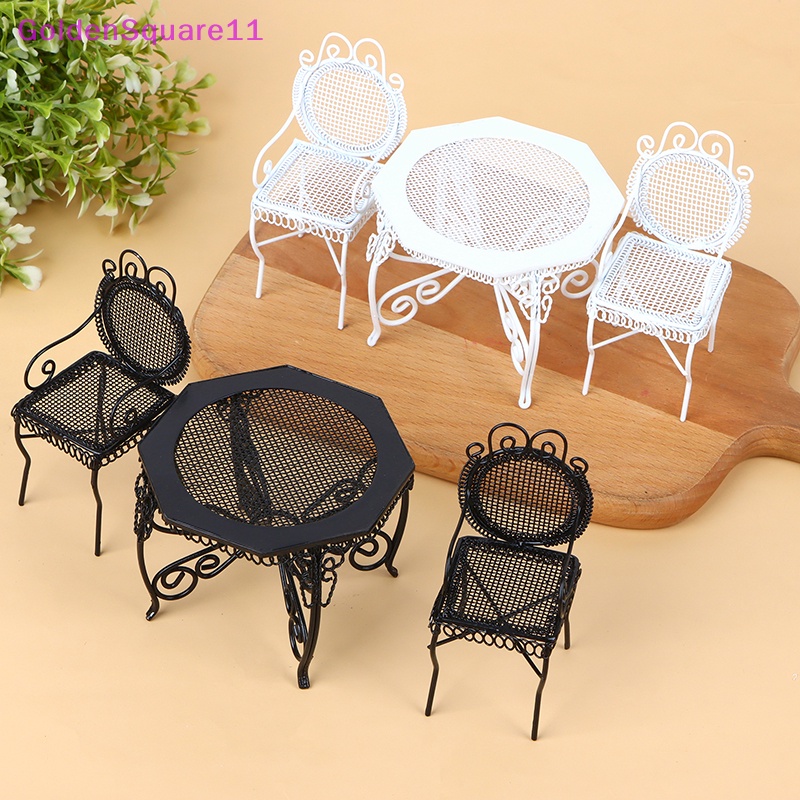 Set 5 Bàn Ghế Mini Bằng Sắt 1: 12 Dùng Trang Trí Nhà Búp Bê