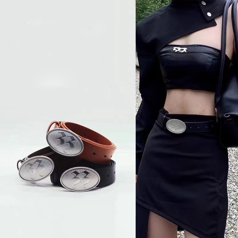 Thắt Lưng Khóa Tròn Họa Tiết Tia Chớp Thời Trang Cho Nữ