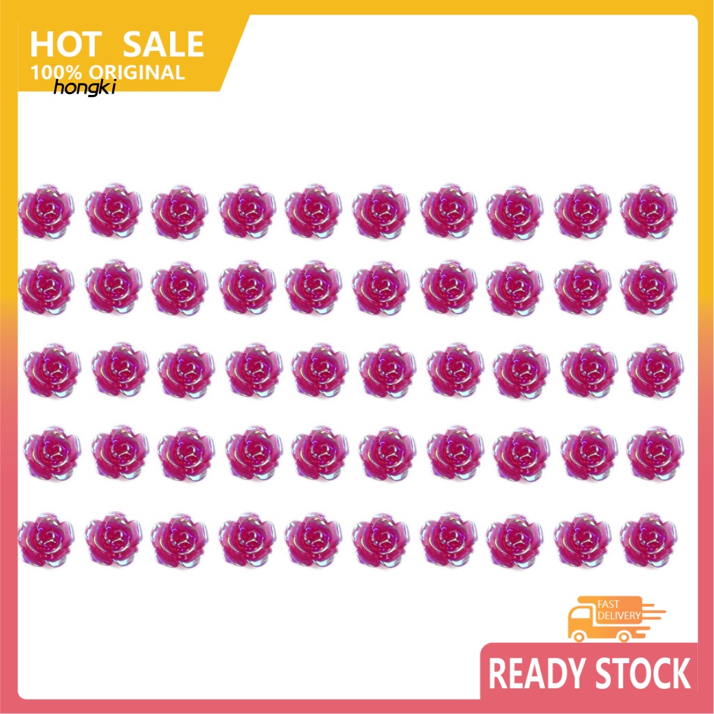 Set 50 Phụ Kiện Đính Trang Trí Móng Nghệ Thuật DIY Hình Hoa Trà Dễ Thương