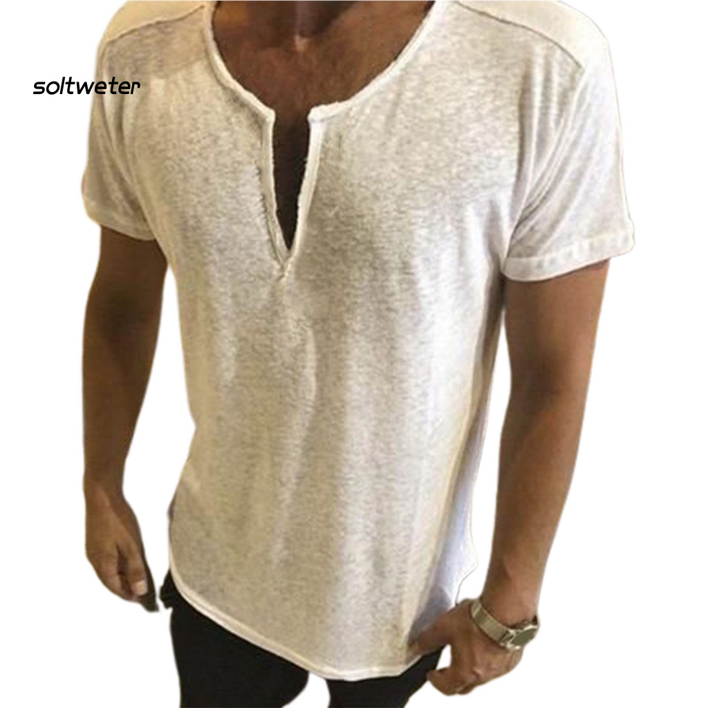 Áo Thun Tay Ngắn Cổ Tròn Màu Trơn Mềm Mại Phong Cách Đường Phố Cá Tính Cho Nam
