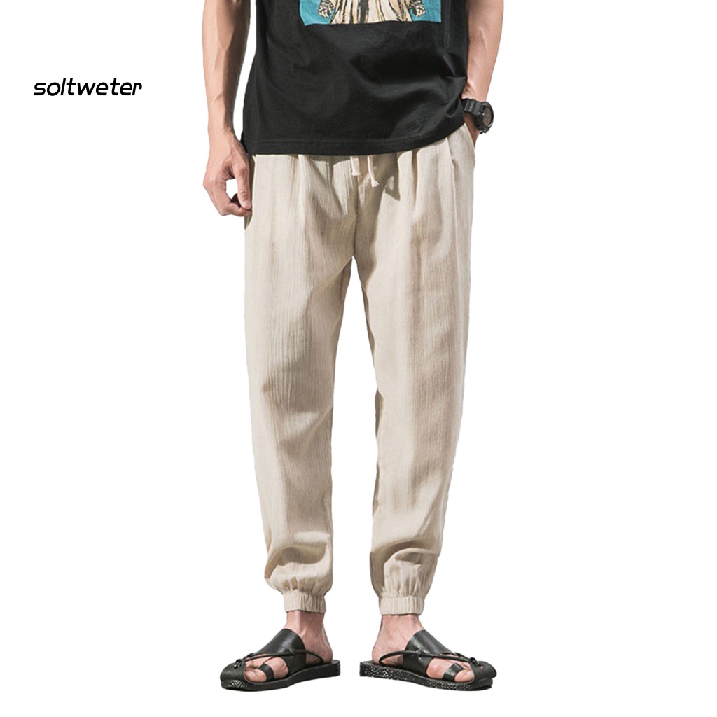 Quần Dài Dây Rút Dáng Rộng Màu Sắc Đơn Giản Thời Trang Mùa Hè Cho Nam