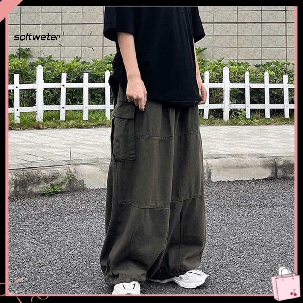 Quần Baggy Ống Rộng Lưng Thun Nhiều Túi Màu Sắc Thời Trang Cho Nam