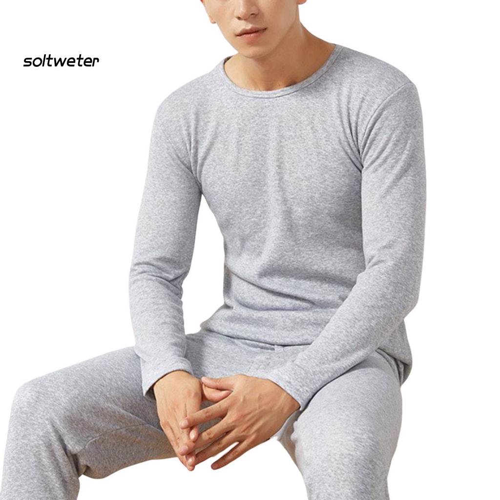 Bộ Đồ Lót 2 Món Lót Lông Cừu Màu Trơn Chống Lạnh Plus Size Thời Trang Mùa Đông Cho Nam