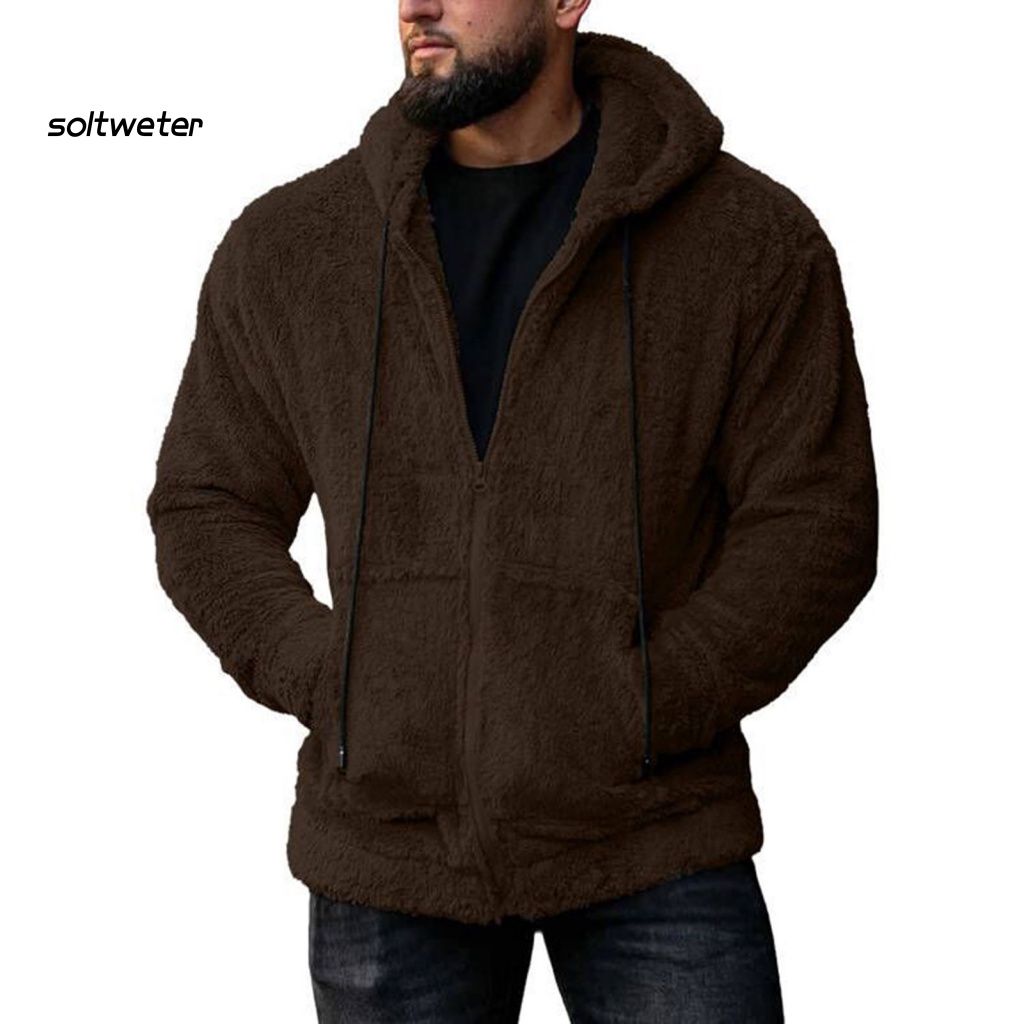 Áo Khoác Mùa Đông Màu Sắc Trơn Có Mũ Trùm Thoáng Khí Cho Nam