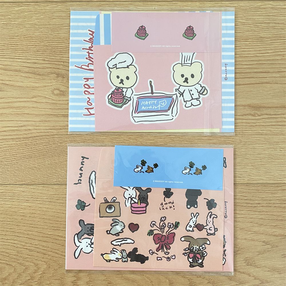 Bộ Nhãn Dán Hình Gấu / Thỏ Dễ Thương Lãng Mạn Dùng Trang Trí