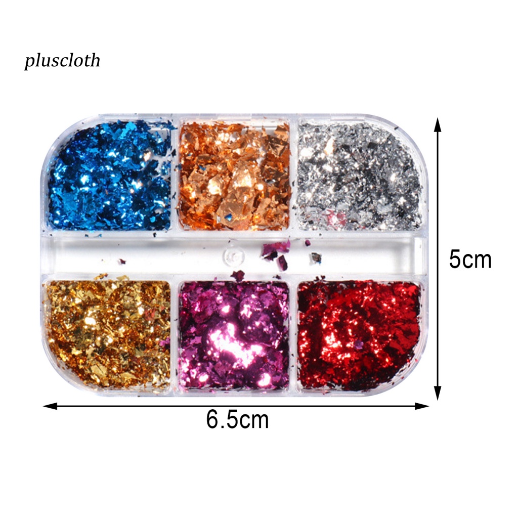 &lt; Pluscloth &gt; Hộp Giấy Foil 6 Ngăn Dán Móng Nghệ Thuật Kết Cấu Sáng Tạo Đáng Yêu Dùng Để Trang Trí Móng Cá Nhân Sử Dụng Cá Nhân