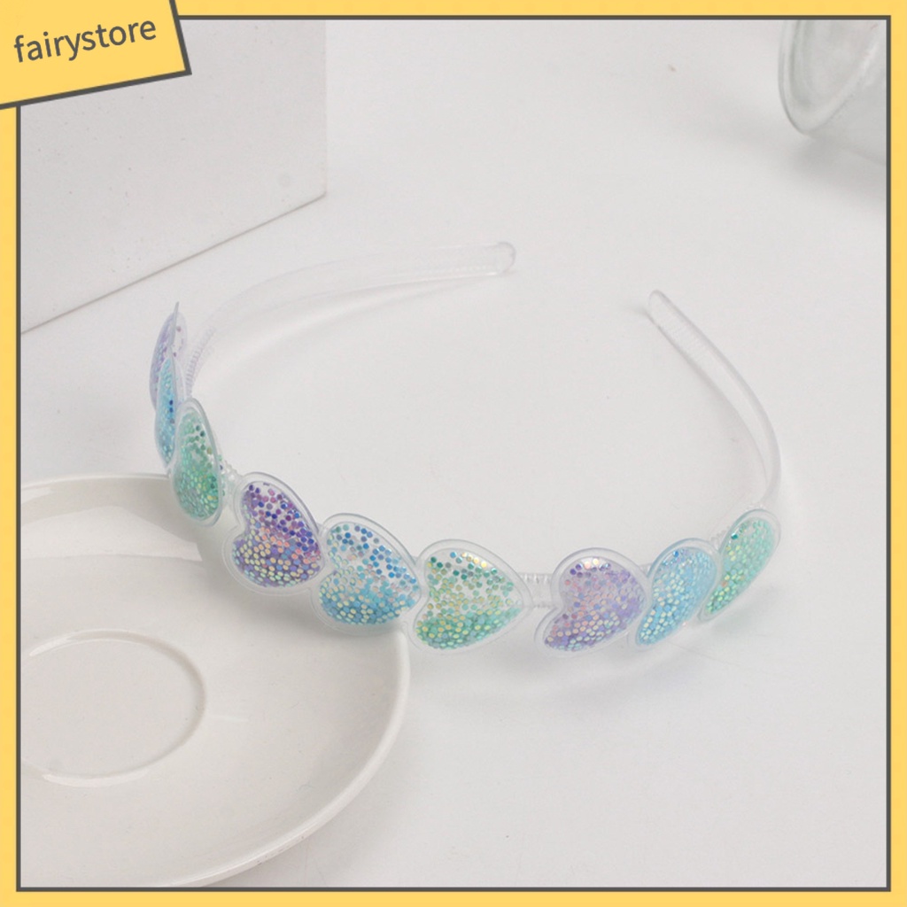 Cài Tóc Hình Trái Tim Trong Suốt Đính Kim Sa Lấp Lánh Dễ Thương Cho Nữ