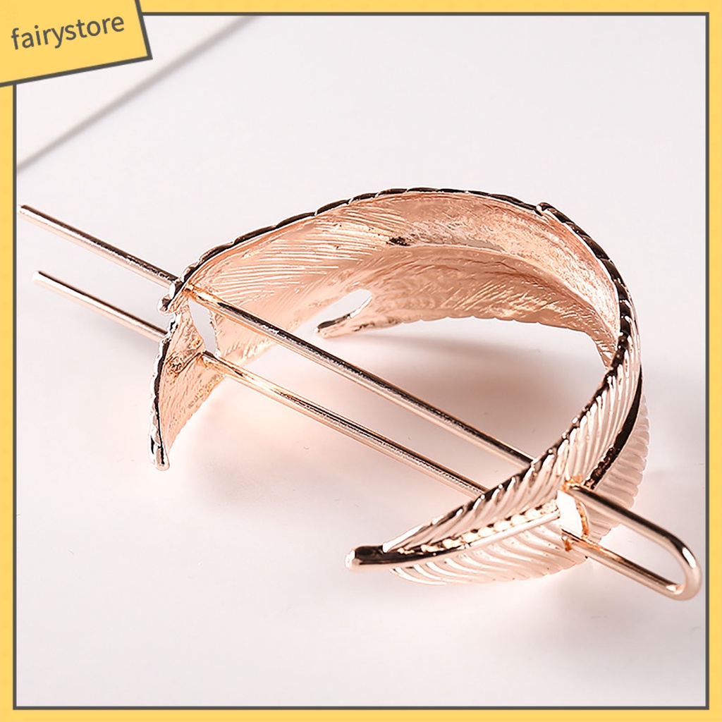 Kẹp Tóc Hình Lông Vũ Tròn Bằng Hợp Kim Chống Trượt