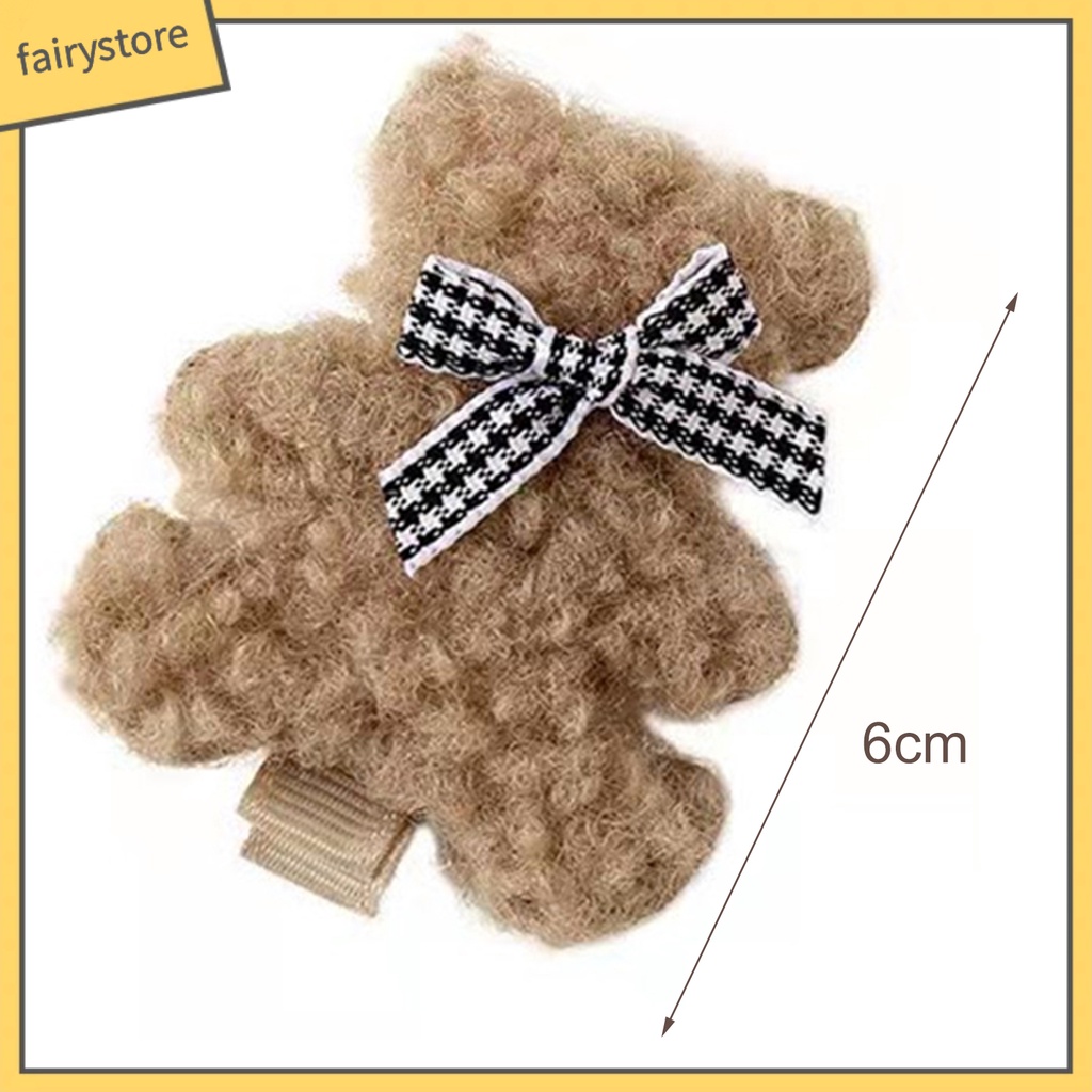 Kẹp Tóc Lông Xù Hình Gấu Dễ Thương Thời Trang Thu Đông Dành Cho Nữ