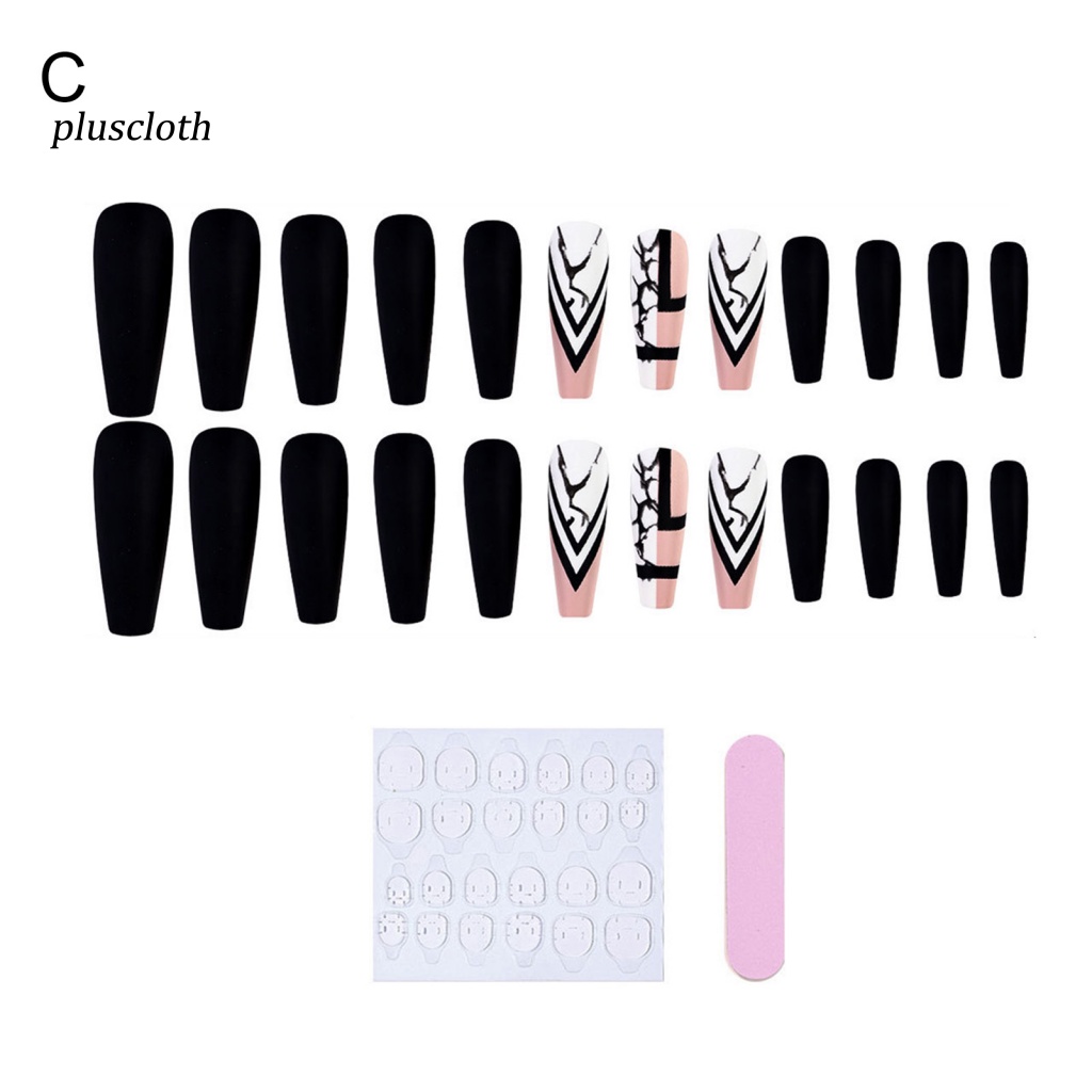 Bộ 24 Móng Tay Giả Siêu Mỏng Che Phủ Toàn Diện Phong Cách Pháp Sang Trọng