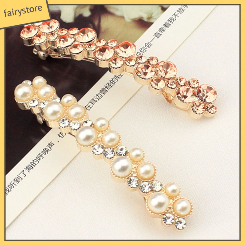 Kẹp Tóc Hợp Kim Đính Ngọc Trai Giả Sang Trọng Cho Cuộc Sống Hàng Ngày [FRO]