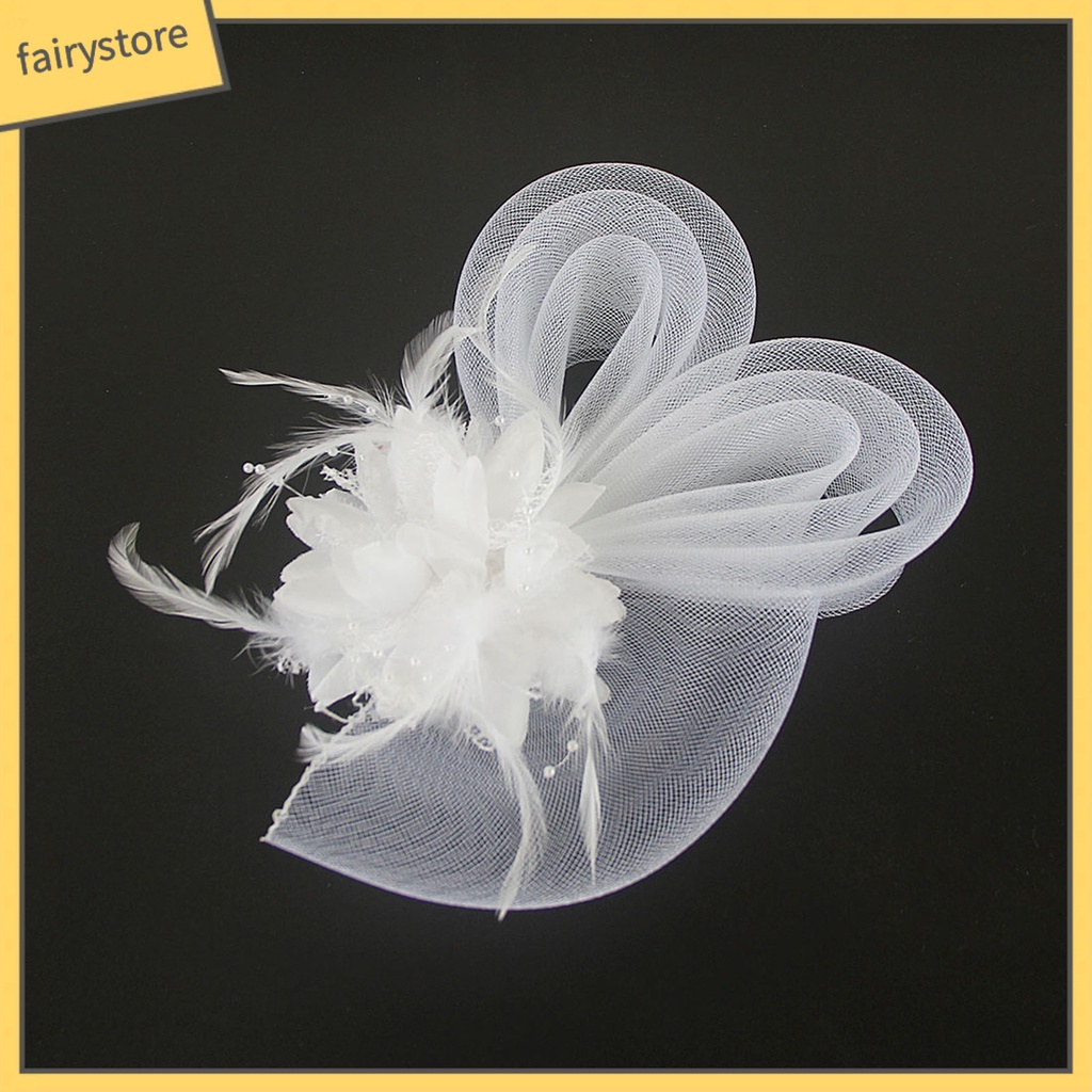 Mũ Tai Thỏ Phối Lưới Đính Lông Vũ Phong Cách Retro Thanh Lịch Dành Cho Cô Dâu