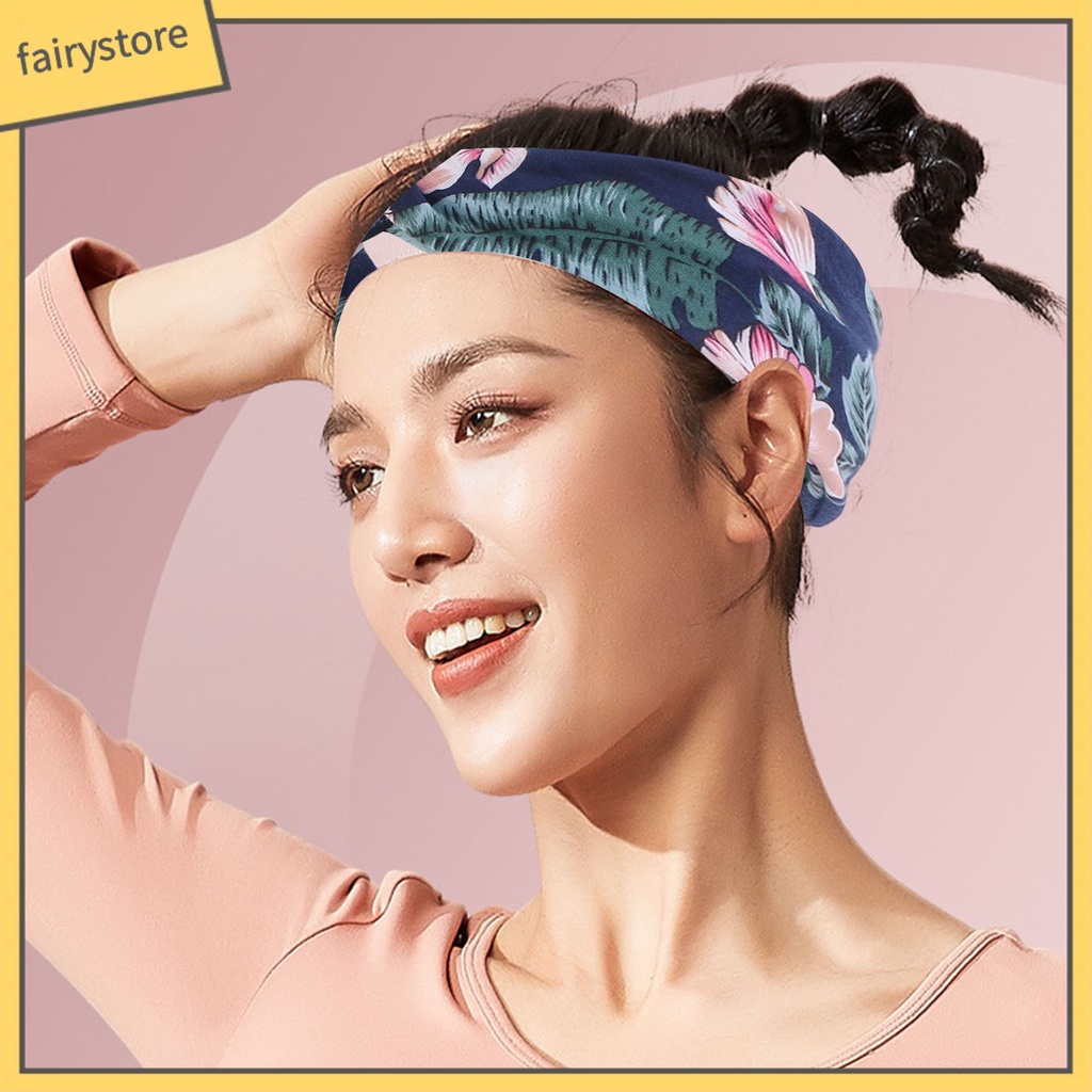 [FRO] Băng Đô Thể Thao Thắt Nơ Bản Rộng Thoáng Khí In Họa Tiết Hoa Phong Cách Đồng Quê Cho Nữ