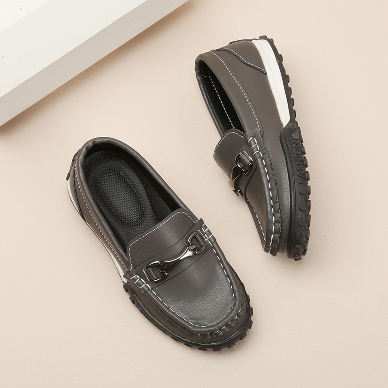 Giày Lười Da Phối Khóa Kim Loại Thời Trang Cho Bé Trai