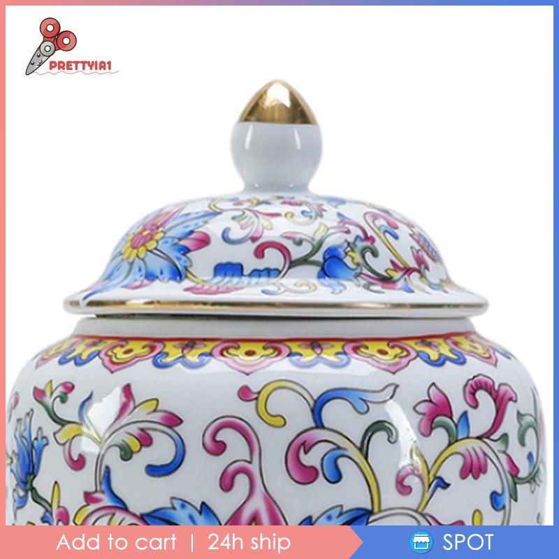 [Prettyia1] Hộp Đựng Trà Tráng Men Màu Phong Cách Trung Hoa