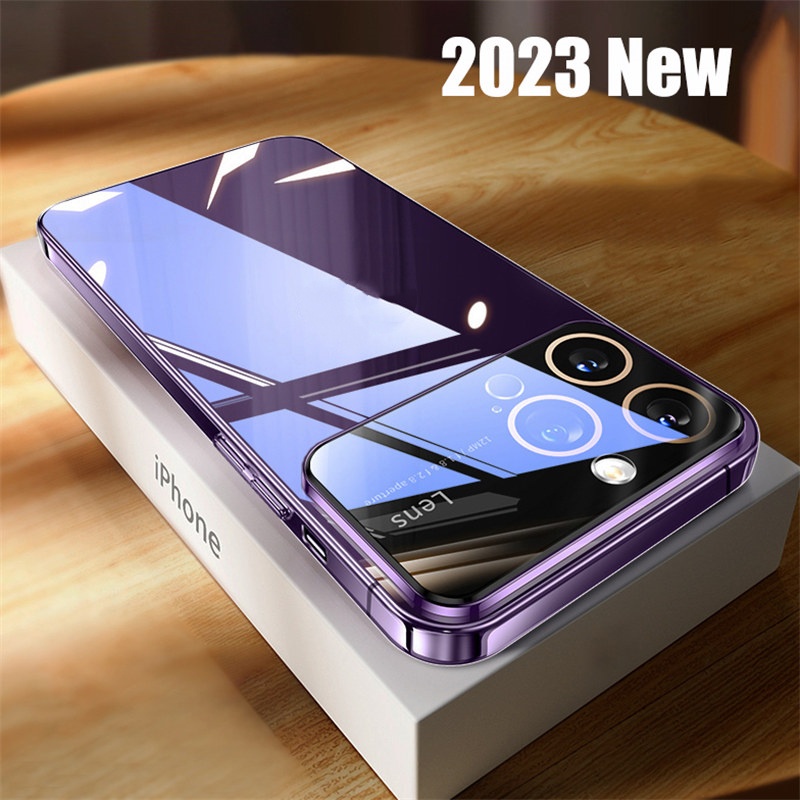 Ốp Điện Thoại PC Acrylic Cứng Trong Suốt Bảo Vệ Camera Cho IPhone 14 13 12 Pro Max 14 Plus