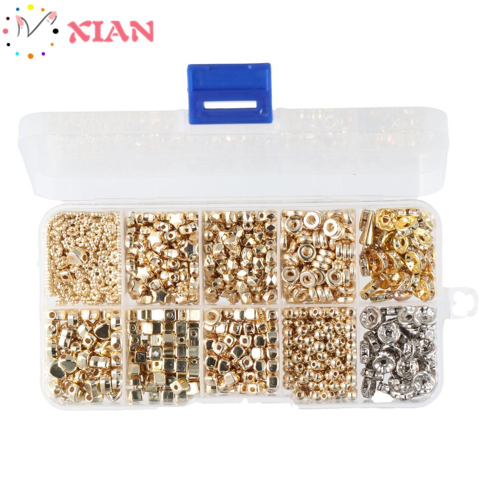 Set 1240 Hạt Xỏ Lỗ Hình Tròn / Trái Tim Dùng Để Làm Trang Sức Thủ Công