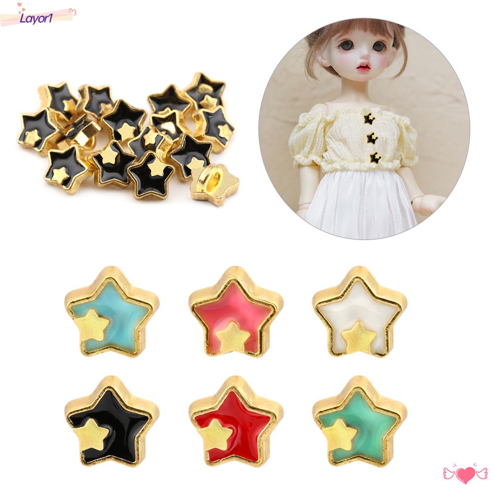 Set 1 / 20 Nút Áo 5mm In Họa Tiết Trang Trí Cho Búp Bê Barbie DIY