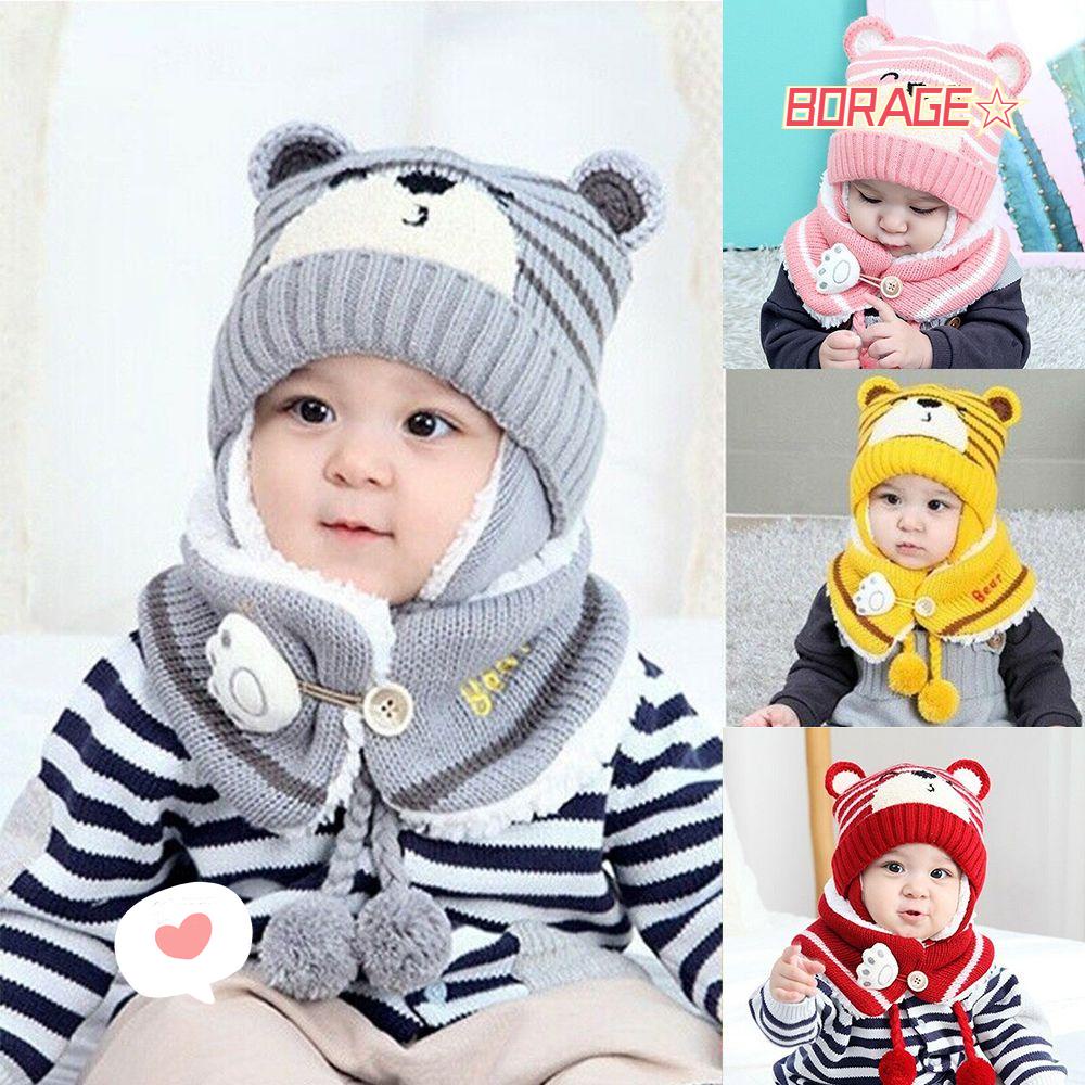 Set Mũ + Khăn Choàng Cổ Giữ Ấm Cho Bé