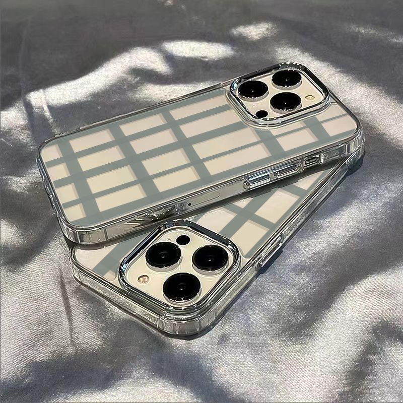 ✅Ốp Điện Thoại Mềm Họa Tiết Caro Màu Xanh Dương Chống Sốc Cho Iphone Xs8 12 11 713 14pro Max