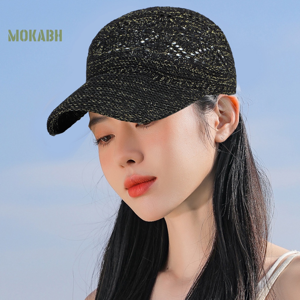 Mũ Lưỡi Trai Đan Len Mỏng Thoáng Khí Chống Tia UV Có Thể Điều Chỉnh Kích Thước Cho Nam Và Nữ