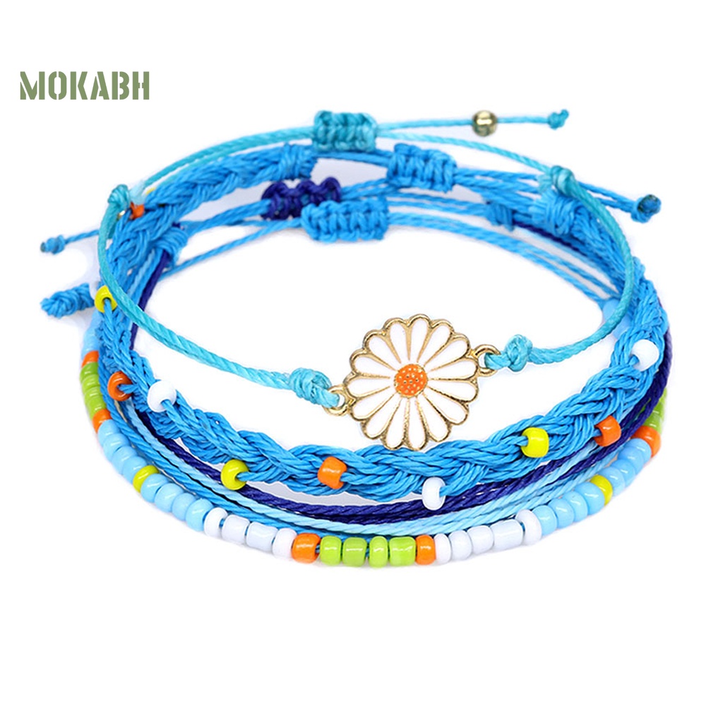 4 Vòng Đeo Tay Chống Thấm Nước Bằng Hợp Kim Phong Cách Bohemian Thời Trang Cho Nữ