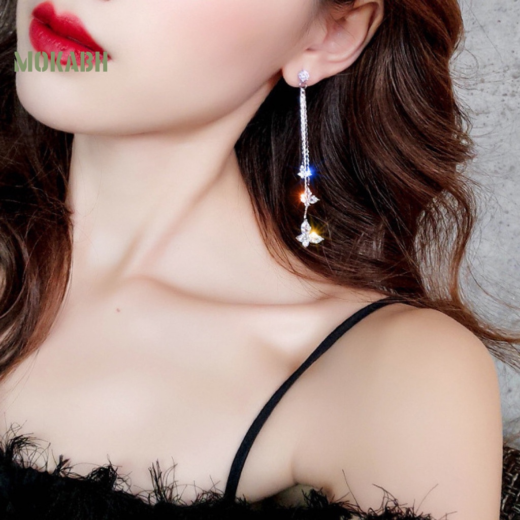 1 Đôi Bông Tai Hình Con Bướm Có Đính Đá Zircon Lấp Lánh Phong Cách Bohemia Dành Cho Nữ