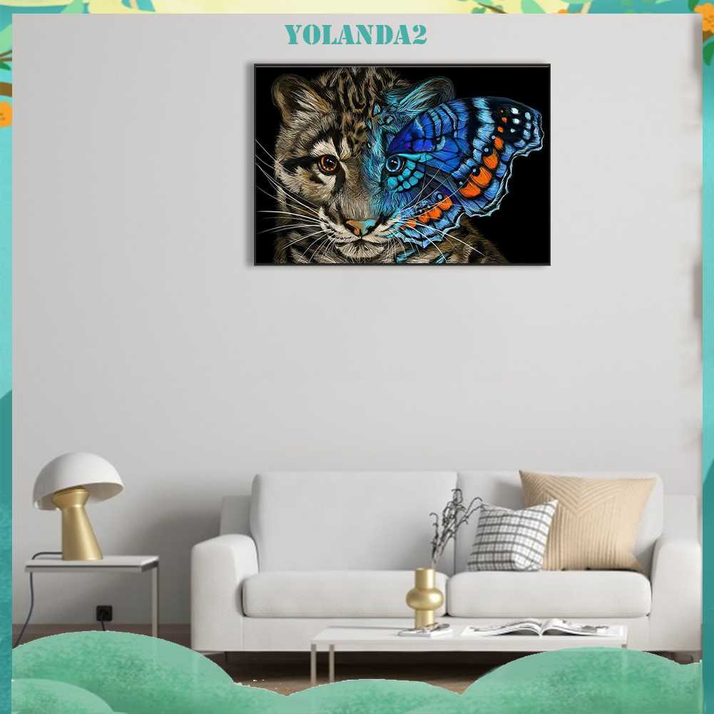 Tranh Đính Đá Kim Cương Toàn Bộ 5D DIY Hình Vẽ Mèo Trang Trí Nhà Cửa