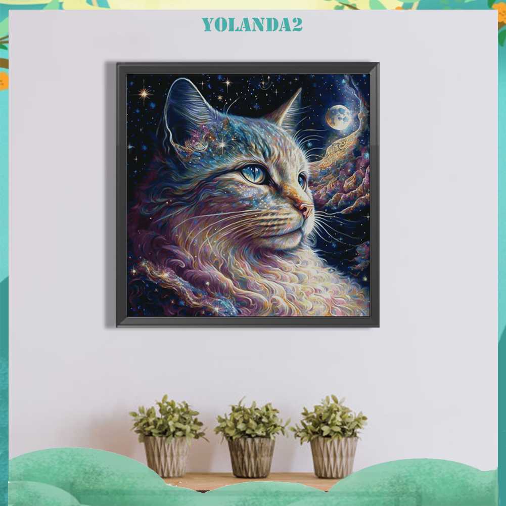 Tranh Đính Đá Kim Cương Toàn Bộ 5D DIY Hình Vẽ Mèo Trang Trí Nhà Cửa