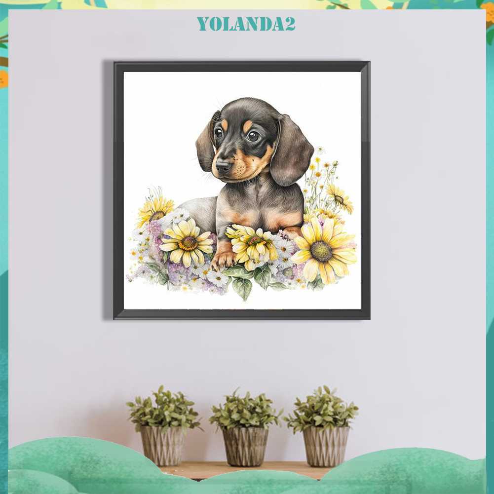 Tranh Đính Đá Kim Cương Toàn Bộ 5D DIY Hình Vẽ Chó Trang Trí Nhà Cửa