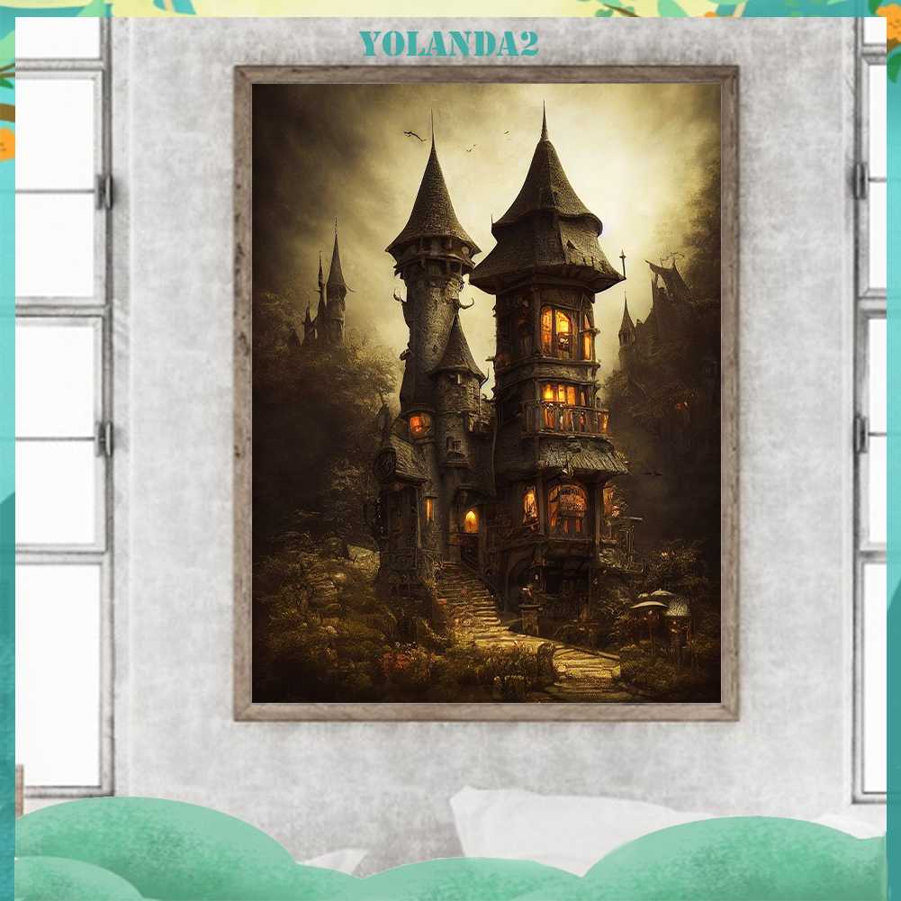 Tranh Đính Đá Kim Cương Toàn Bộ 5D DIY Hình Lâu Đài