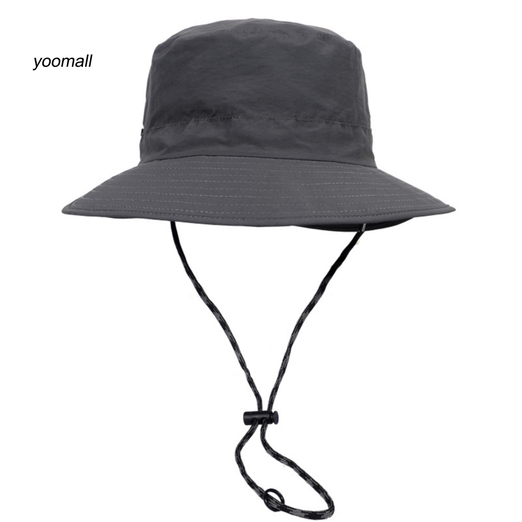 Mũ Tai Bèo Vành Phẳng Màu Trơn Mau Khô Thoáng Khí Chống Nắng Có Dây Điều Chỉnh Được Cho Nam / Nữ