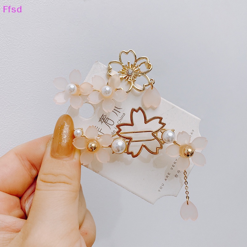 {Ffsd} Kẹp Tóc Kim Loại Acrylic Hình Hoa Anh Đào Ngọt Ngào