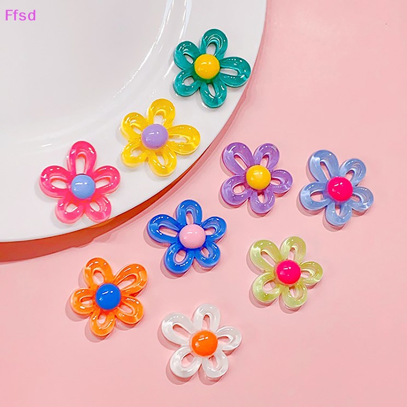 {Ffsd} Set 10 Miếng Dán Hình Hoa Rỗng Trong Suốt Bằng Nhựa Resin Trang Trí Sổ Lưu Niệm DIY