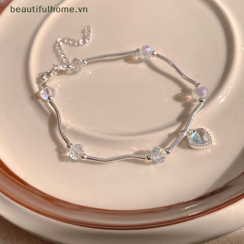 [beautifulhome] Vòng Tay Pha Lê Hình Trái Tim Nhiều Màu Sắc Ngọt Ngào Siêu Thơ Mộng Trang Trí Cho Bạn Gái [beauty]