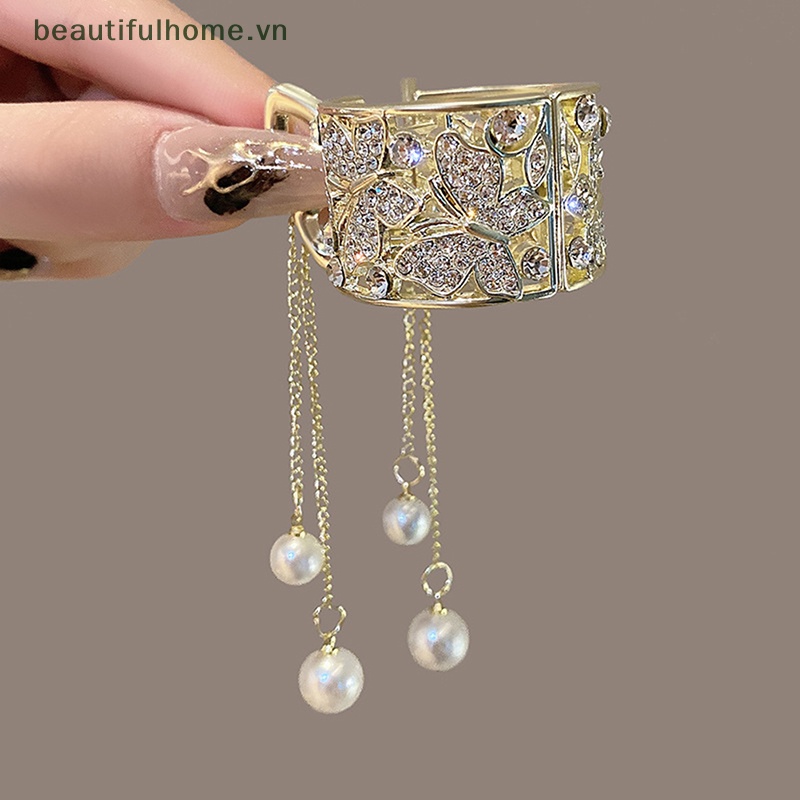 Kẹp Tóc Càng Cua Cố Định Đính Đá &amp; Ngọc Trai Cho Nữ