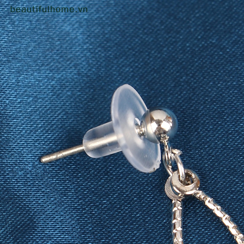 Bông Tai Dáng Dài Đính Đá Hình Tròn Bằng Sợi Tổng Hợp Dành Cho Cô Dâu