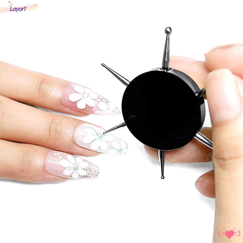 1 Bút Trang Trí Móng Tay 6 Đầu Chấm Bi Màu Đen