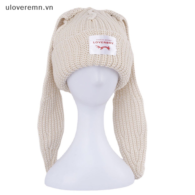 Mũ Len Beanie Tai Thỏ Dài Giữ Ấm Thời Trang Unisex