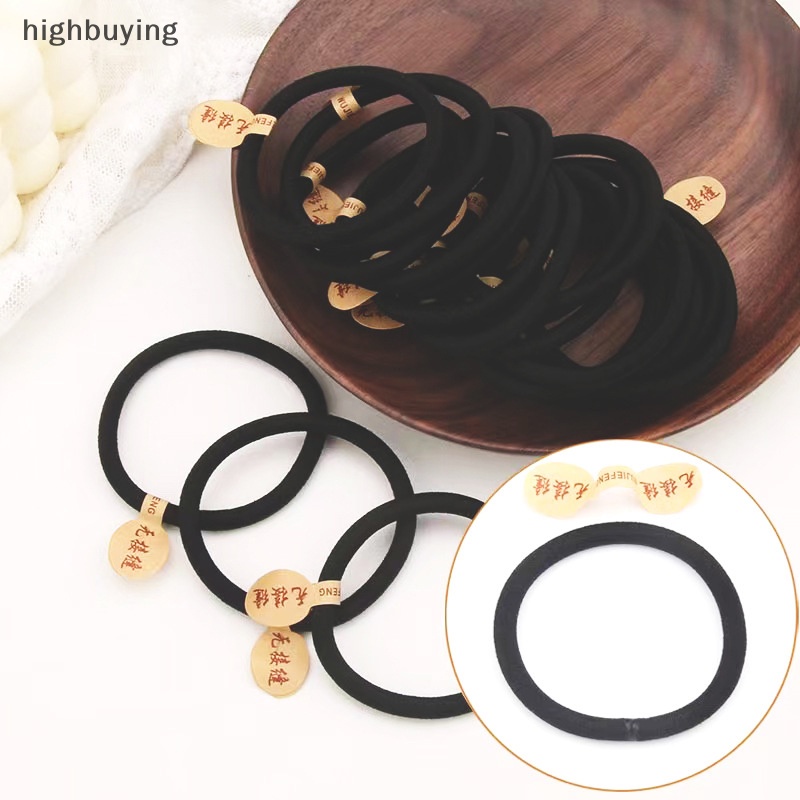 Set 10 Dây Chun Buộc Tóc Màu Đen Đơn Giản Cho Nữ