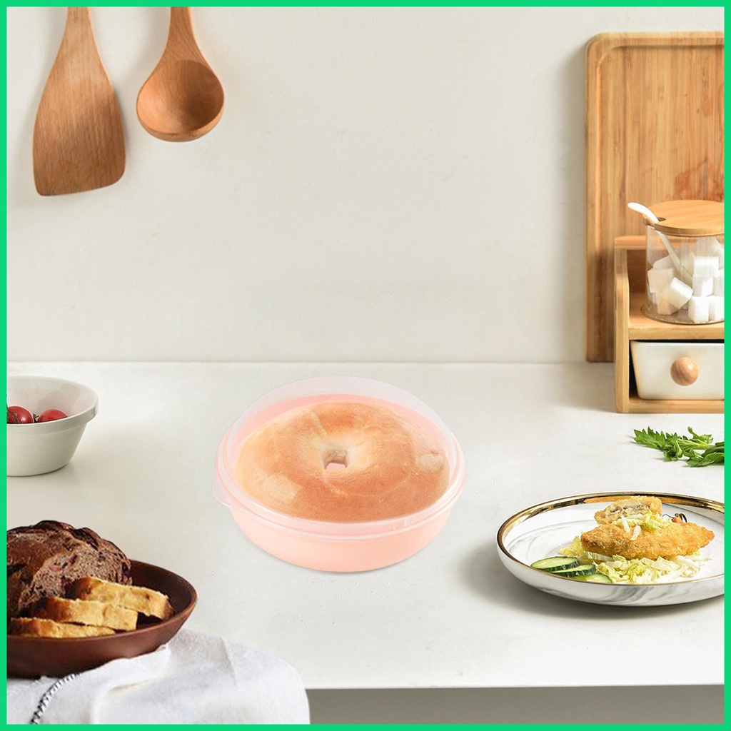 Hộp Đựng Bánh Mì Hình Tròn Có Nắp Đậy Kín Khí Tiện Dụng