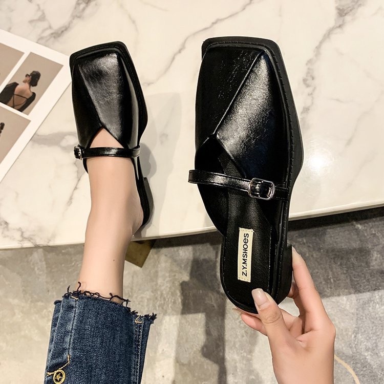 Dép IELGY Mũi Vuông Màu Trơn Mềm Mại Dễ Phối Đồ Thời Trang Cho Nữ